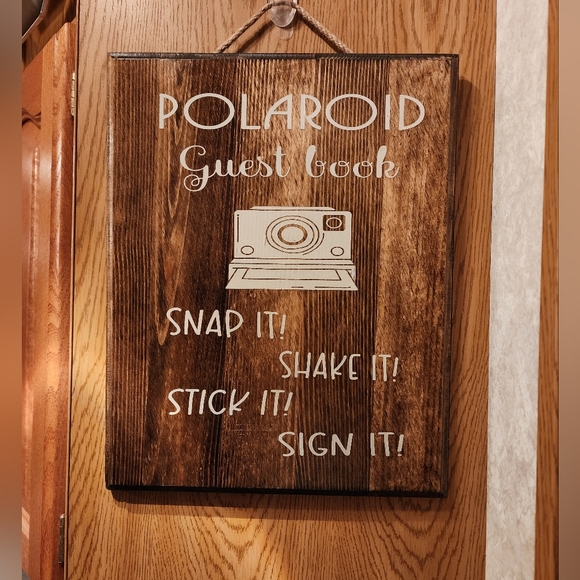 Handpainted Polaroid Guest book  Wood Sign - Picture 4 of 5